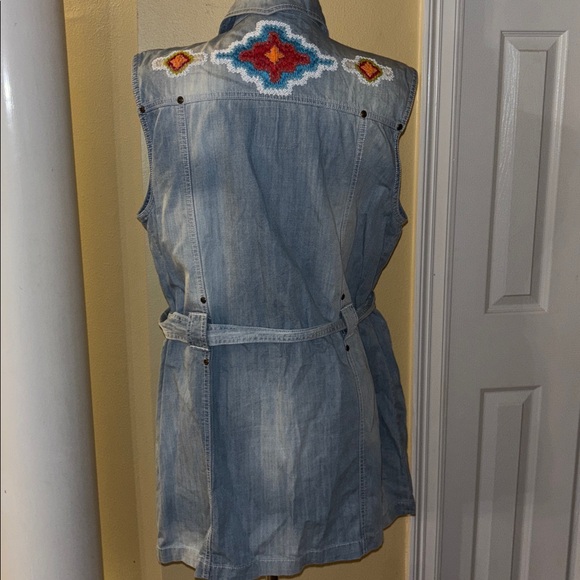 Double D Ranch Blue Denim Vest or Mini Dress with beading and Embroidery - Picture 7 of 10